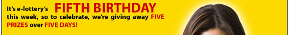It's e-lottery syndicate's fifth birthday this week, so to celebrate, we're giving away five prizes over five days!
